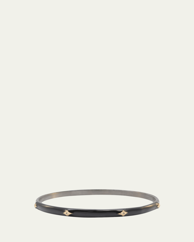 New World Diamond and Enamel Bangle, Black